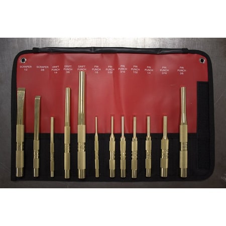 12PC BRASS PUNCH AND SCRAPER SET